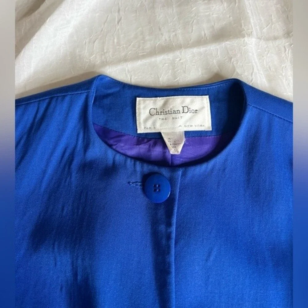 Vintage CHRISTIAN DIOR the Suit Women’s Royal Blue Size 10 100% Wool